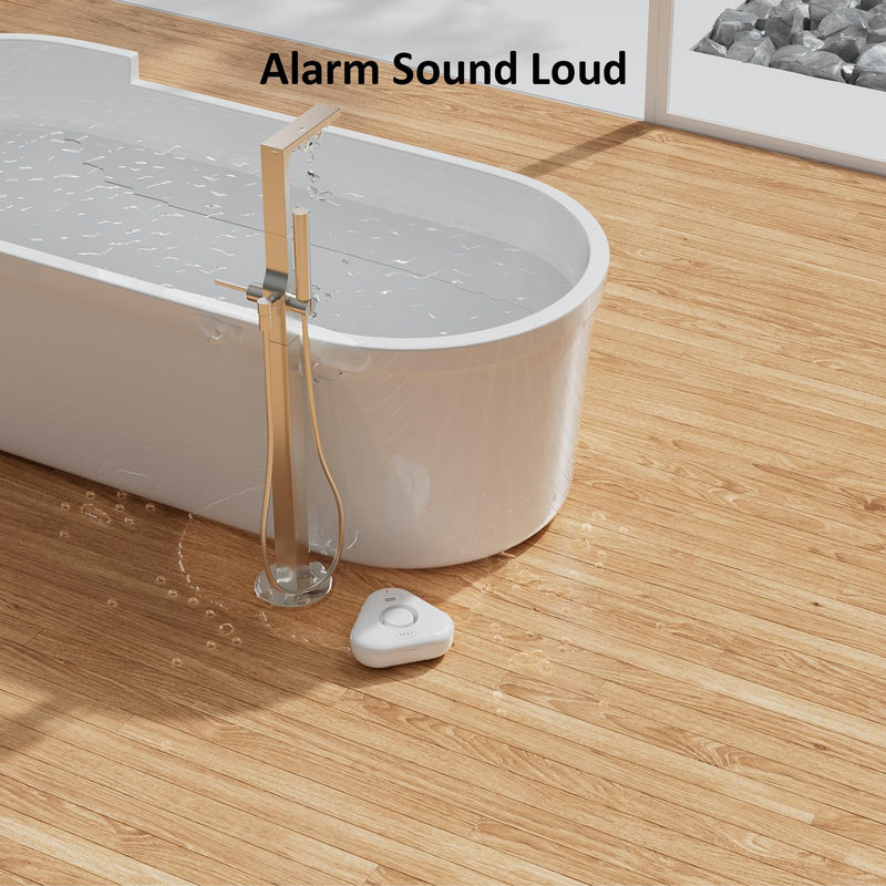 Stechro Water Leak Detectors for Home 120dB Adjustable Alarm, Water Sensor Alarm Leak Detector for Basement/ Bathroom/Laundry Room/ Kitchen Water Alarms (Battery Operated) 1 Sensor White