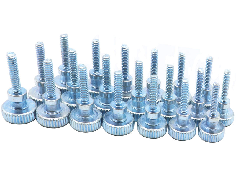 LBY 30pcs Knurled Hand Screw, M3 x 10mm Flat Knurled Head Fully Threaded Thumb Screws(Double Layer Step), Carbon Steel Galvanize
