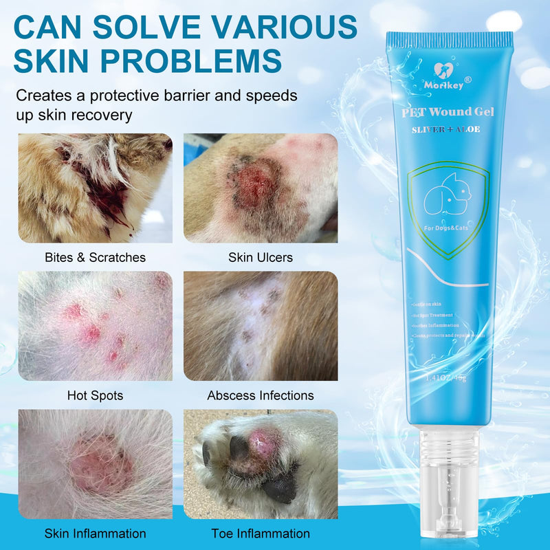 Dog Wound Care Hydro Gel, Hot Spot Solution for Dogs and Cats, Relieves Itchy Skin and Irritations, for Pets Bites, Scratches, Cuts, Ulcers,Safe If Licked, 2 Packs 80ml