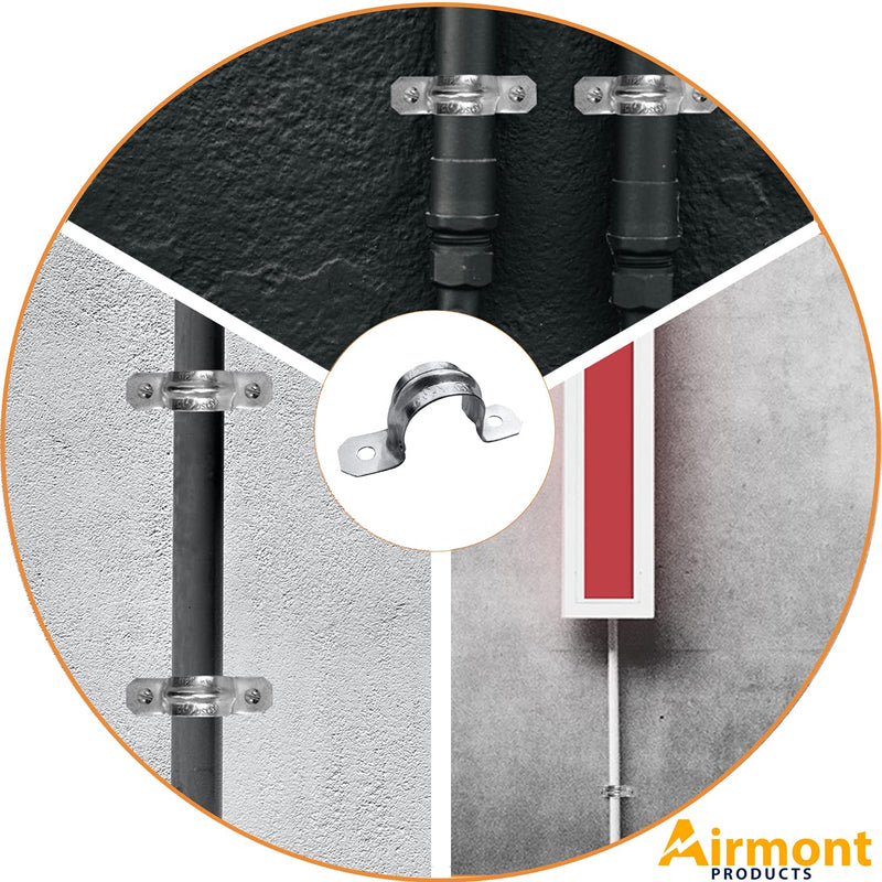 (Pack of 10) AP-10454, 1-1/2 Inch Two Hole Snap On Pipe Strap for EMT Conduit Installation, Reinforced Rib for Extra Strength, Galvanized Zinc Plated Metal, Tension Clamp for Easy Snap-On 1-1/2" Trade Size