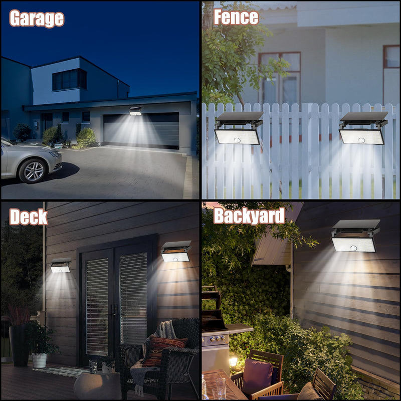 Solar Motion Lights Outdoor 2 Pack, Exterior Motion Light 3 Lighting Modes Motion Sensor Wall Light Solar Powered, Motion Lights For Outside Deck Steps Fence Patio Front Door Pathway Garage