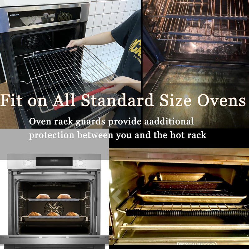 Extra Long 22 inch Silicone Oven Rack Shields Guards Oven Rack Protectors Prevents Hand and Arm Burns, Heat Resistant,Silicone, 2pcs,Red Red