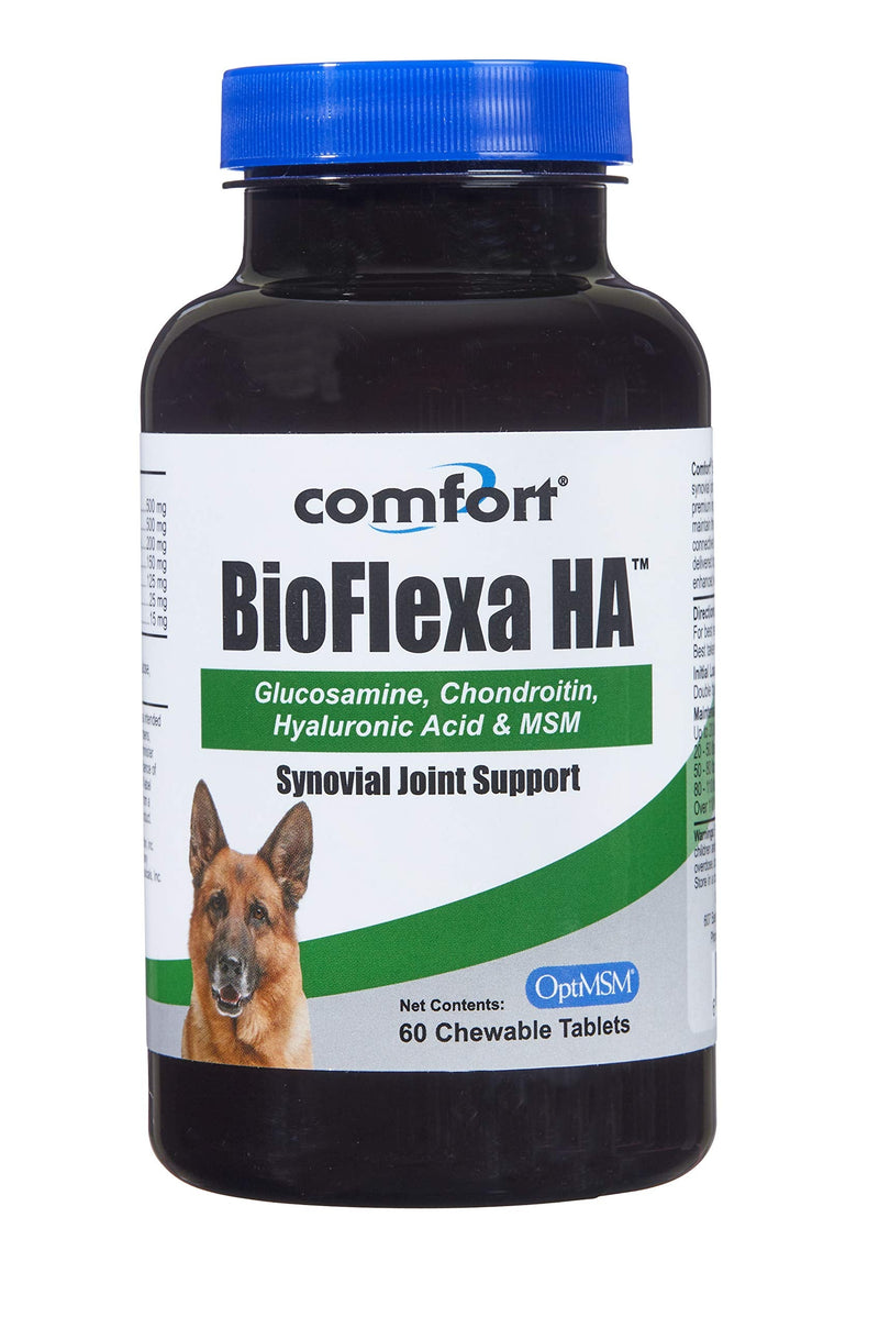 KALA HEALTH Comfort BioFlexa Hip and Joint Plus HA Supplement for Dogs, 60 Count, Synovial Joint Support with Hyaluronic Acid, Glucosamine, Chondroitin, MSM, Cetyl Myristoleate and Ester-C