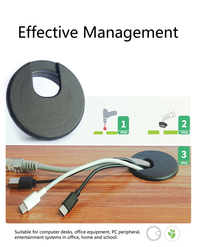 6 Pack Desk Grommet 50mm (1.97 inch) Bi-Metal Hole Saw Kit with Cord Wrap Coiled Tube Management,2 m Cable Sleeve Organizer with Table Hole Cover