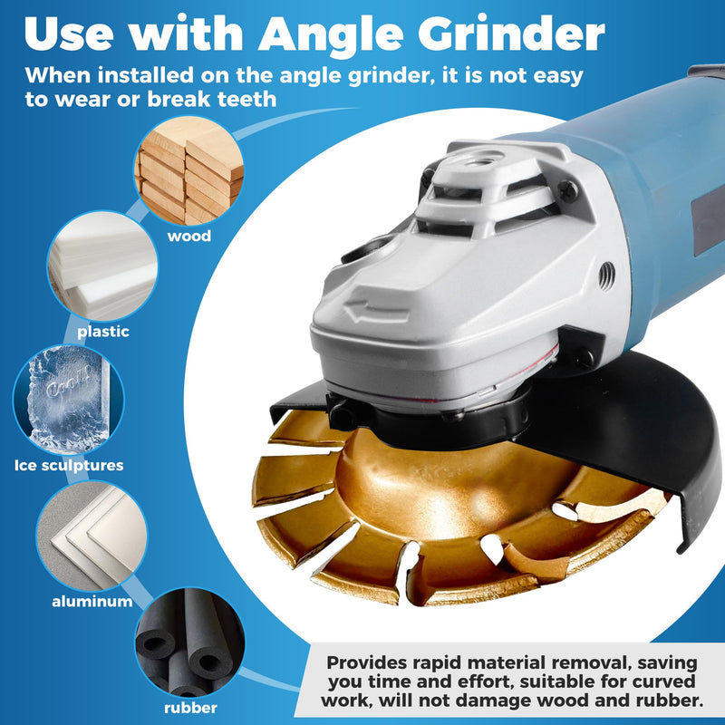 Upgraded 4 PCS Angle Grinder Wood Carving Disc Set, Angle Grinder Attachments Wood Shaping Disc Grinding Wheel Wood Cutting Carving for 4 1/2 inch with 5/8 & 7/8 Arbor (4PCS-Multifunction) 4PCS-Multifunction