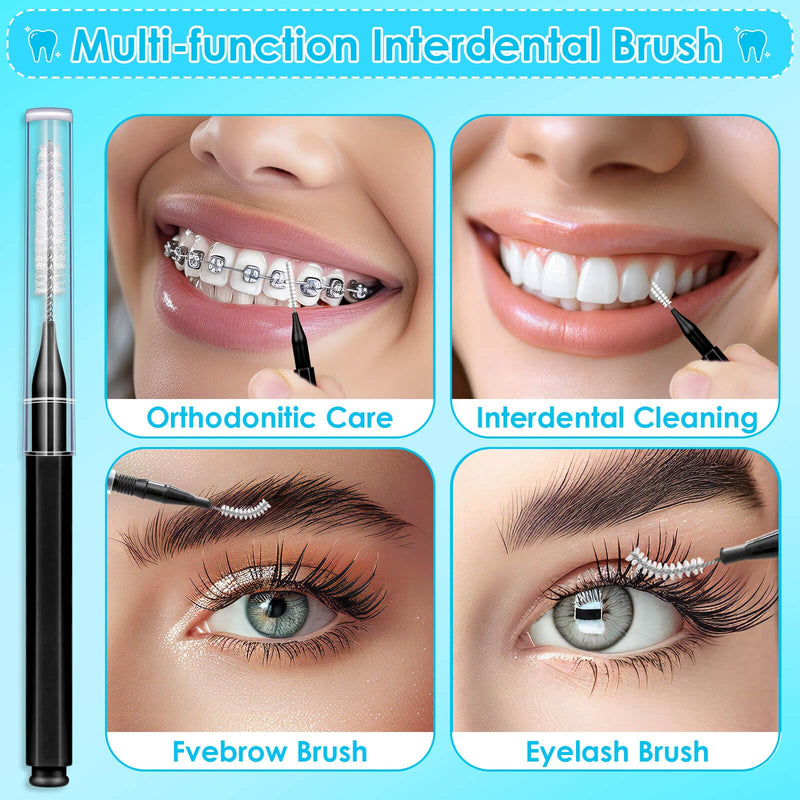 270Pcs Interdental Brush, 220Pcs Soft Dental Picks & 50Pcs Braces Brush for Teeth, Bendable Braces Flossers Heads Interdental Brushes Between Teeth Oral Tooth Braces Cleaner Kit (Black) Black