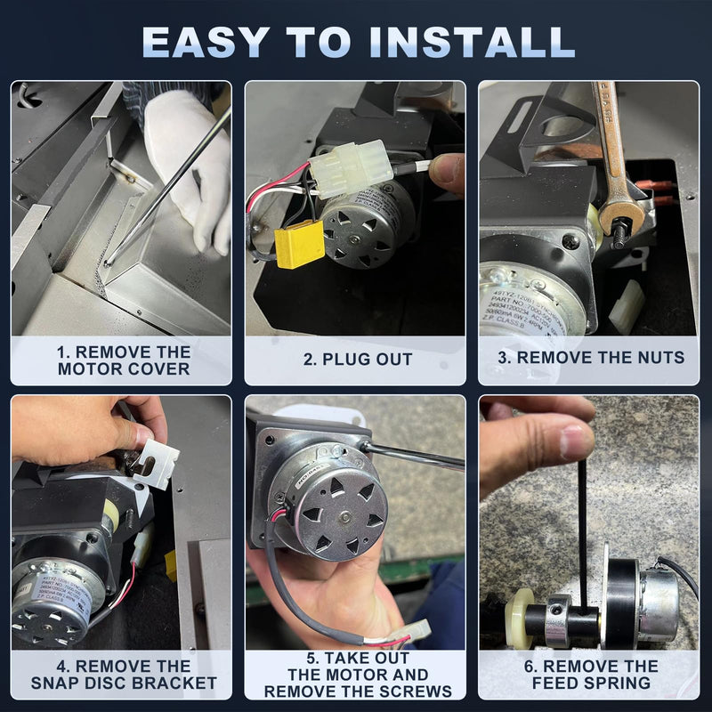 Feed Motor Replacement for Quadra Fire Classic Bay 1200, Santafe, Castile and Trekker Freestand and Insert Pellet Stoves; Mt Vernon E2; Heatilator Eco-Choice CAB50, PS35, PS50, Part Number SRV812-4421