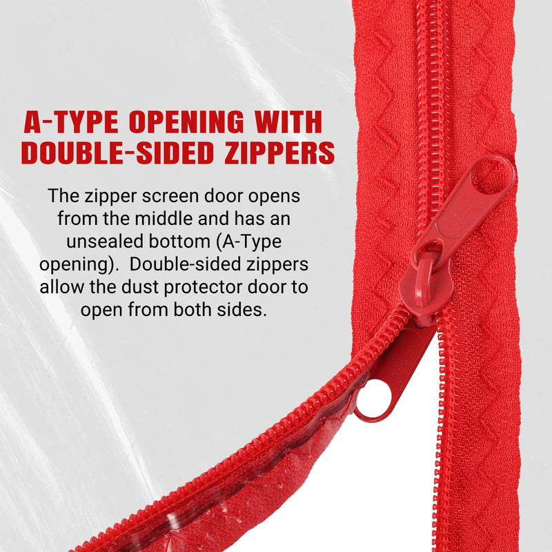 (2-Pack) 4 ft x 7 ft Plastic Zipper Door Dust Protector (Red Zippers) - Heavy-Duty Plastic Sheeting with Zipper Door Dust Protection - Easy to Install and Remove - Includes 3 cm x 10 m Gaffer Tape 2