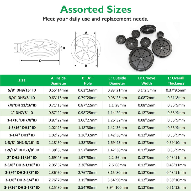 Rubber Grommets for Wiring, 1-3/8 Inch Drill Hole 1-3/16 Inch ID, Firewall Grommets Automotive Cable Cords Hoses Protection, Double-Sided Rubber Plugs for Round Holes, 10 Pcs, 30x35 mm MZ-35,1-3/8" DH,1-3/16" ID