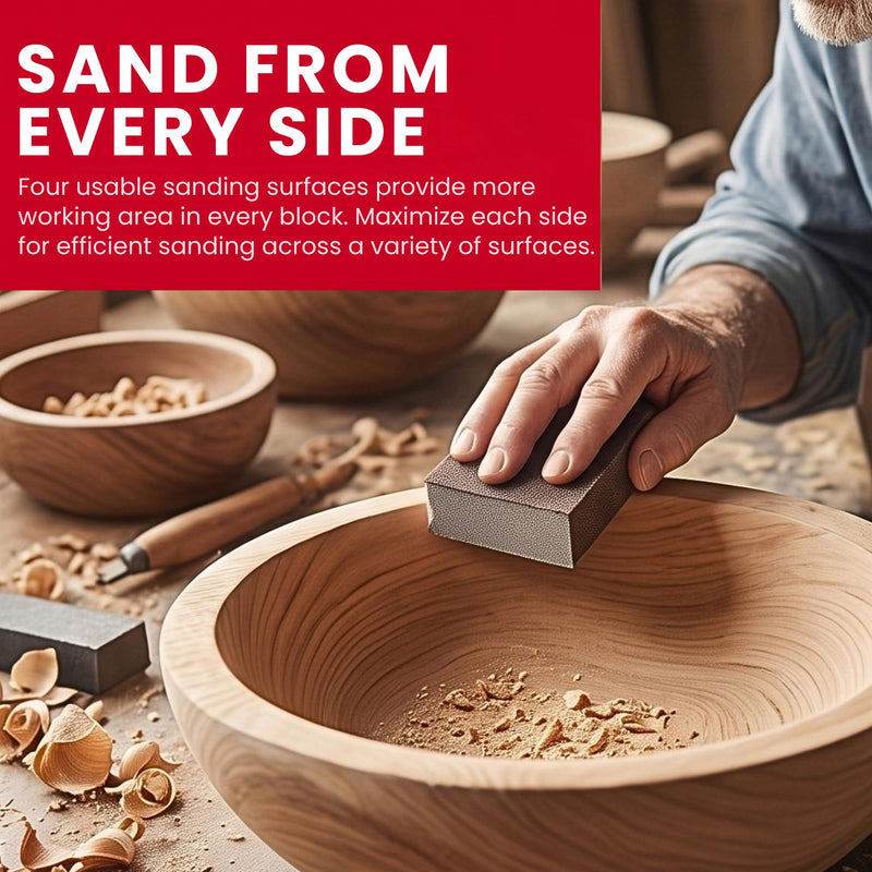 Sanding Sponge Blocks, 4" x 3" x 1", 80 & 120 Grit, Medium/Fine, 32 Pack Medium/Fine Grit Small Area