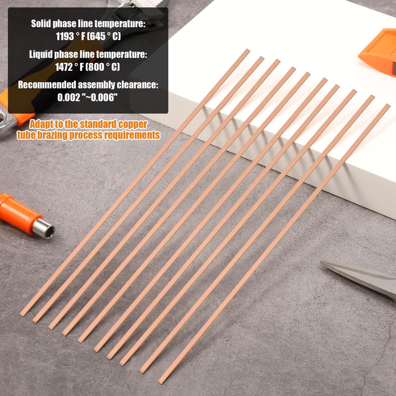 50 Sticks 15% Silver Brazing Rods AWS BCuP-5 15% Silver Solder Phos Copper Brazing Alloys Flat Welding Rods 0.050"x1/8"x10" for HVAC Refrigeration Air Conditioning Cold Storage Equipment (50 Pcs) 50 PCS - Flat Brazing Rods