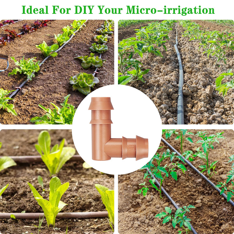Drip Irrigation Barbed Elbow：20 Pack Drip Irrigation Elbow Parts Fits for 1/2 Inch Drip Irrigation Tubing 17mm 0.600" ID Elbow Connectors for Patio Lawn Garden 20 Pack Elbow