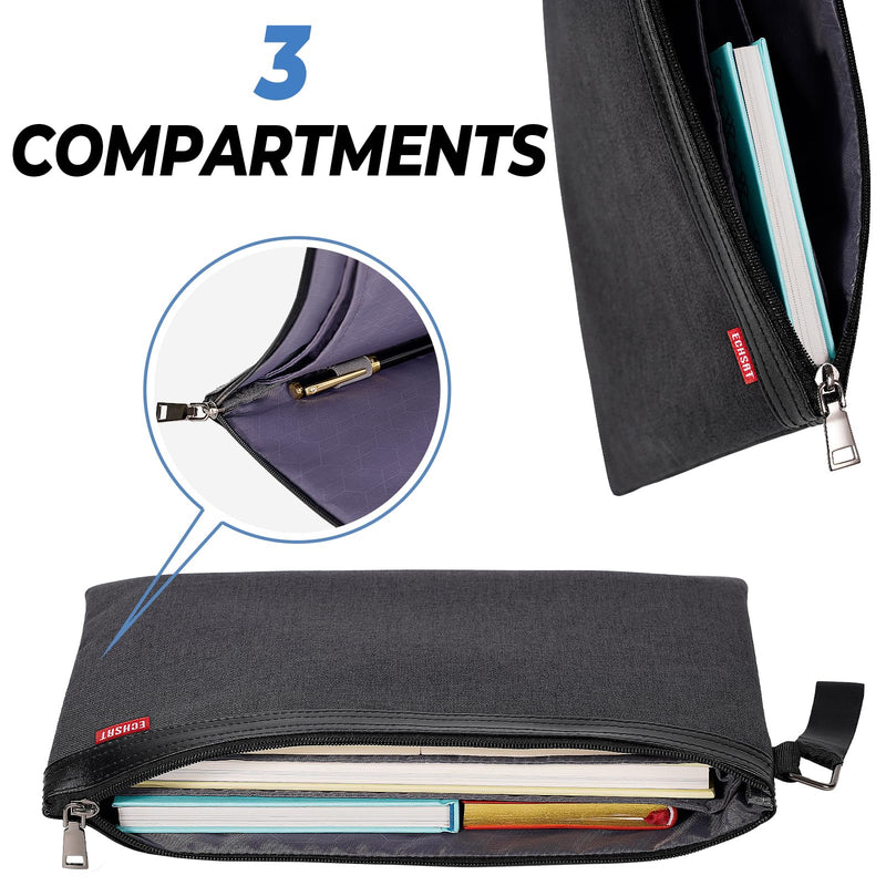 ECHSRT File Folder Document Organizer for Travel, Document Bag Zipper Pouch for Men & Women Black