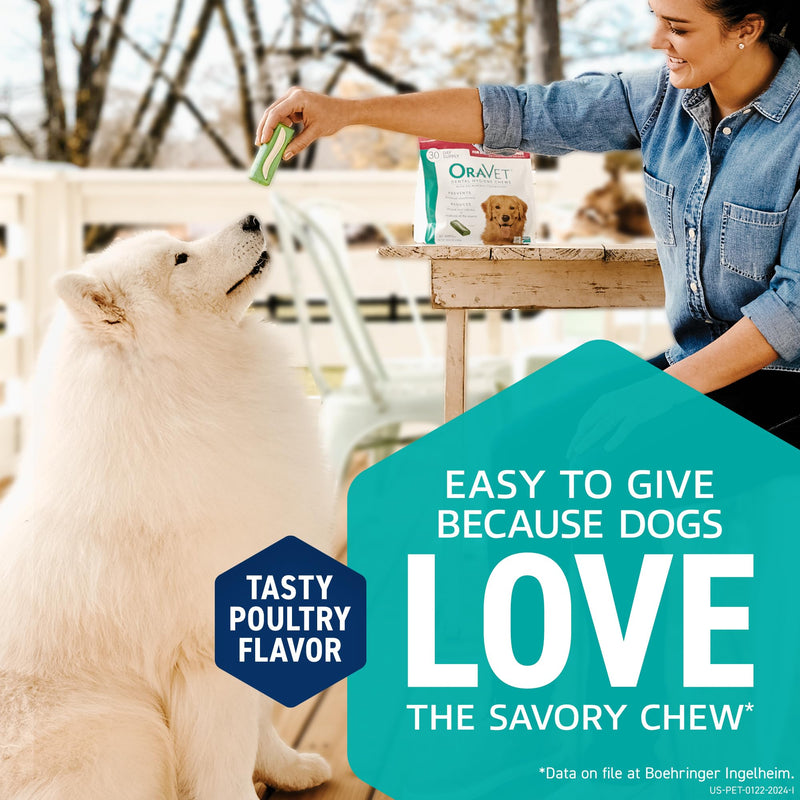 OraVet Dental Chews for Dogs, Oral Care and Hygiene Chews (Large Dogs, Over 50 lbs.) Pink Pouch, 14 Count (Pack of 2)