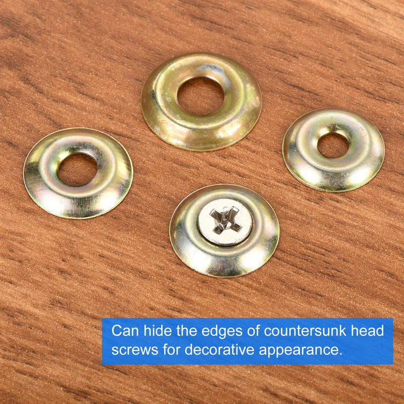 uxcell 60Pcs Cup Washer Countersunk, Iron Yellow Countersunk Finish Washers for M6 Screws (M6 ID x 17mm OD x 2mm Thick) M6 x 17mm x 2mm 60