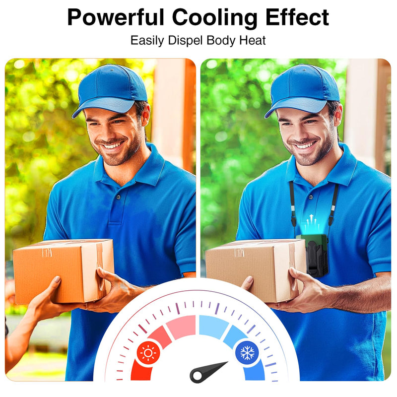 Portable Fan 4000mAh Rechargeable, 4 Speeds 13000RPM Strong Airflow, Personal Waist Fan with Max 24H Working Time, Wearable Clip Belt fan for Camping, Outdoor, Jobsite, Traveling -Green & Black Green
