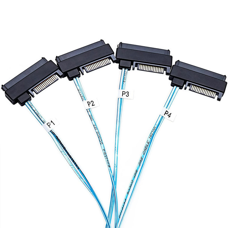 2PCS SFF-8643 to 4X SFF-8482 Mini SAS HD Breakout Cable 1.6ft/0.5m, 12Gbps SAS3, 29+15 Pin Power; Forward Cable for RAID/HBA to Four SAS HDD/SSD; Compatible with LSI 9300-8i, Broadcom 9400-8i 2PCS 1.6ft-8643 to 8482 4×SAS