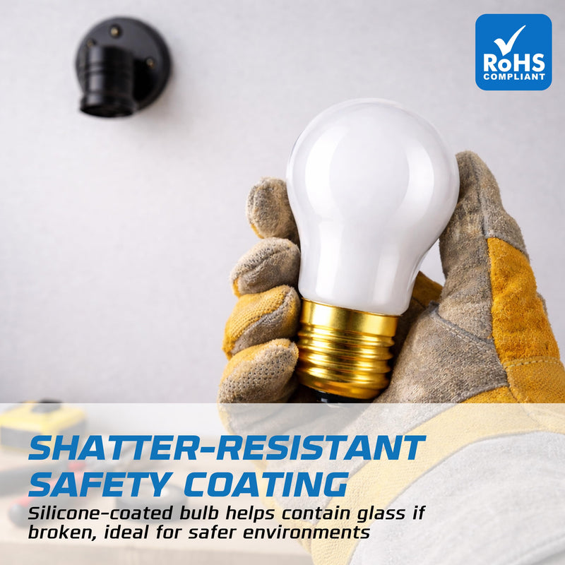 OHLECTRIC A15 Shatterproof Incandescent Bulbs 40 Watt (8-Pack) 40W Appliance Light Bulbs, E26 Medium Base, Frosted, Shatter Resistant, Dimmable, 2700K Warm White, 265 Lumen, 2500 Hours 130V (Volts)