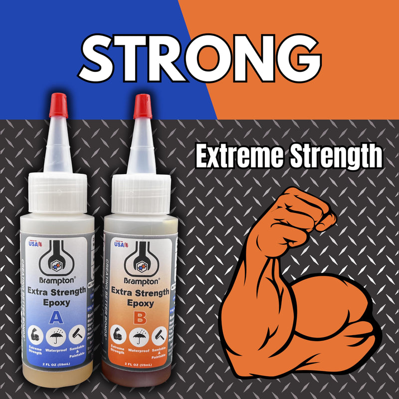 Brampton Extra Strength Epoxy - Epoxy Glue Kit for Metal, Wood, Tile, Most Plastics & More - 20 Minute Work Life - Strong, Durable, Waterproof, Sandable, and Paintable Epoxy Resin (4 oz Kit) 4 FL OZ KIT