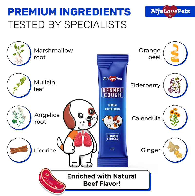 Dry & Wet Kennel Cough Medicine for Dogs and Cats: Effective Supplement for Sneezing, Allergies, and Runny Nose – Lickable Dog Cough Medicine for Breathing Care – 10 Sticks x 5 g 10 creamy sticks (1.76 Fl Oz)
