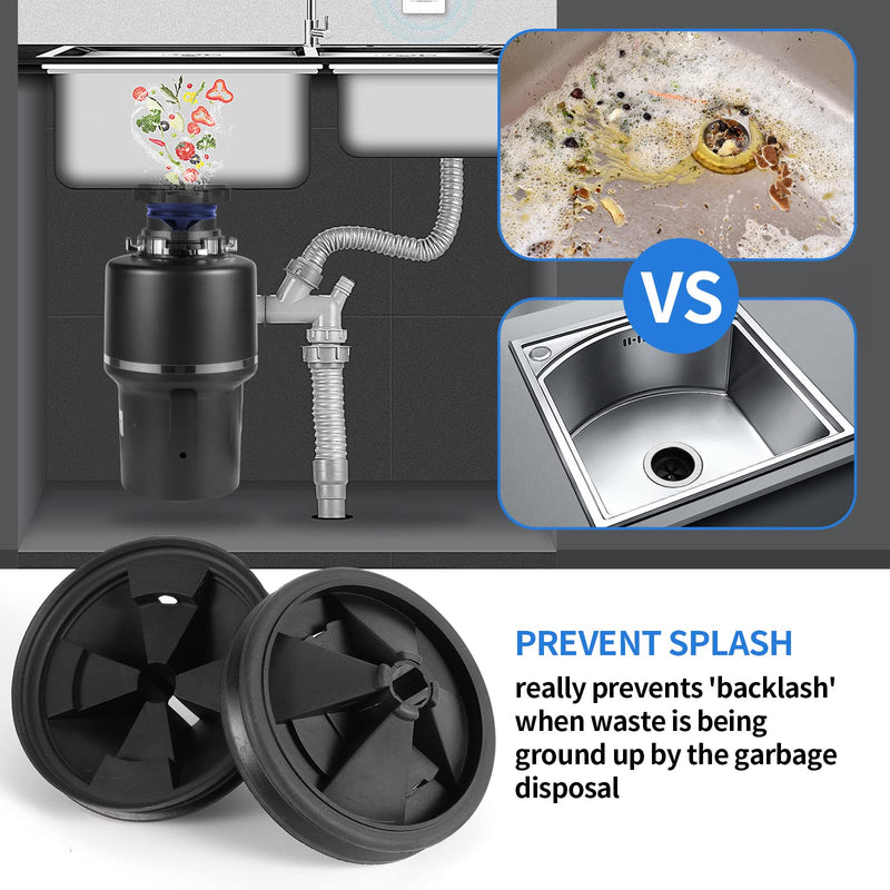 2-Pcs RQYEKDO Garbage Disposal Splash Guards, 3 3/8 Inch Sink Baffle Drain Plugs QCB-AM Replacement for InSinkErator Evolution Series Moen models, Food Waste Disposer Parts Accessories 2 Pack 3 3/8 In