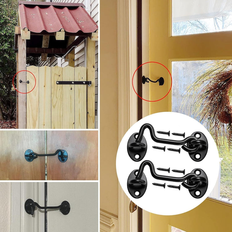 4in Barn Door Latch 30Pack Door Lock Hardware, Sliding Door Lock Eye Hook Latch with Screws, Rust-Resistant Metal Gate Latch 4in Black/30Pack