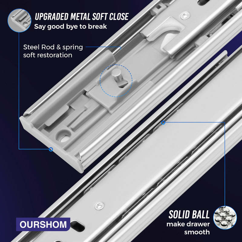 10 Inch Soft Close Drawer Slides 1 Pairs (2pcs) Heavy Duty Full Extension Ball Bearing, Side Mount Drawer Rails, Drawer Slide Glides for Dresser, Cabinet, Kitchen - Draw Slides 150LB Capacity Soft Close-1-Pair 10 Inch