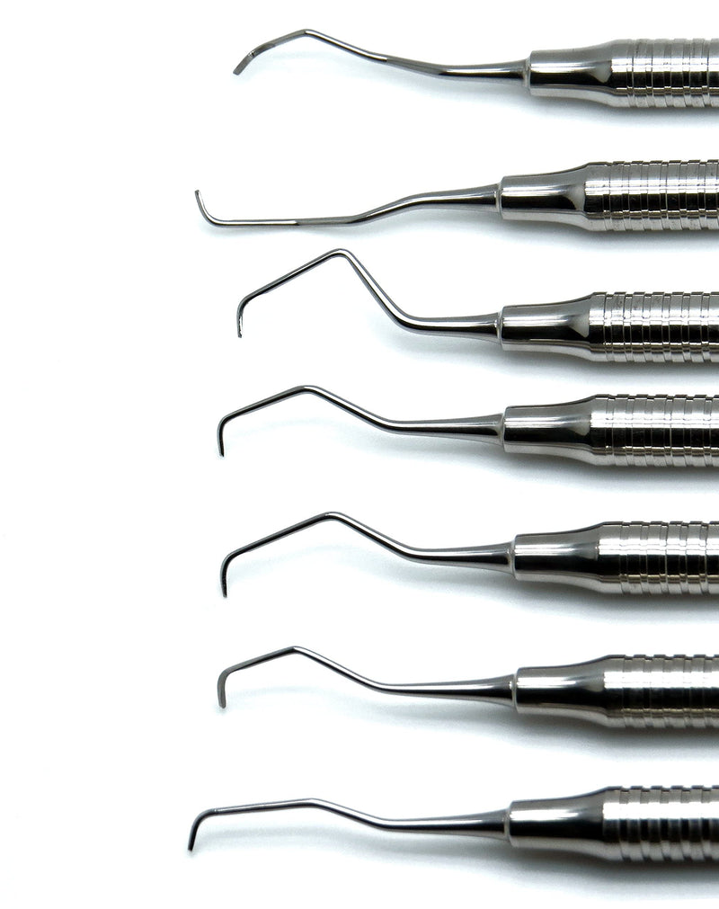Dental Gracey Curettes Periodontal 1/2-13/14 Hollow Handle Double Ended Instruments 7 Piece Set