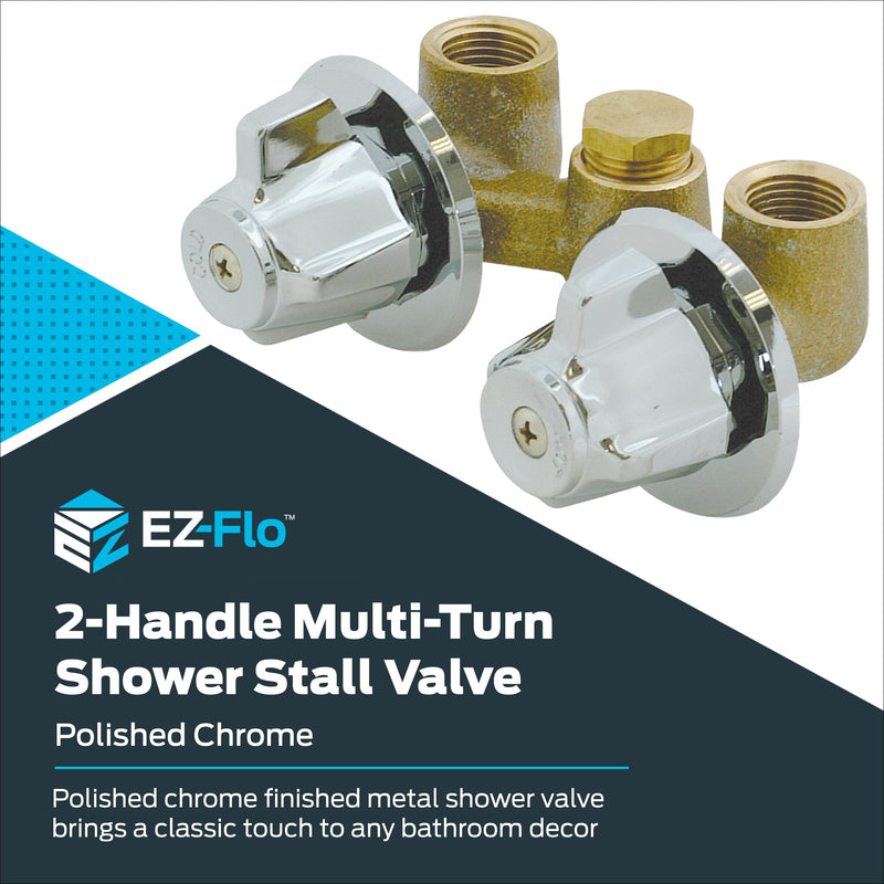 EZ-FLO Multi-Turn Shower Stall Valve, Chrome, 10551