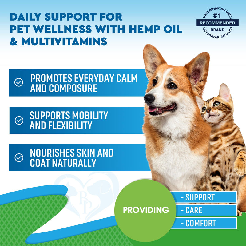 Cat & Dog Hemp Oil Drops with Multivitamin - Pet Calming Anti Anxiety & Hip and Joint Pain Aid and Anti Stress Support - Natural Liquid Supplement (2 oz) 2 oz