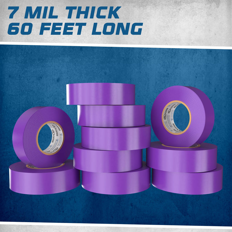 OHLECTRIC Professional Grade Vinyl Electrical Tape | 7 Mil Thick Purple Flame-Retardant, Heat & Weather Resistant 3/4 Inch x 60 Feet | Ideal for Contractors & Electricians,OL-38462
