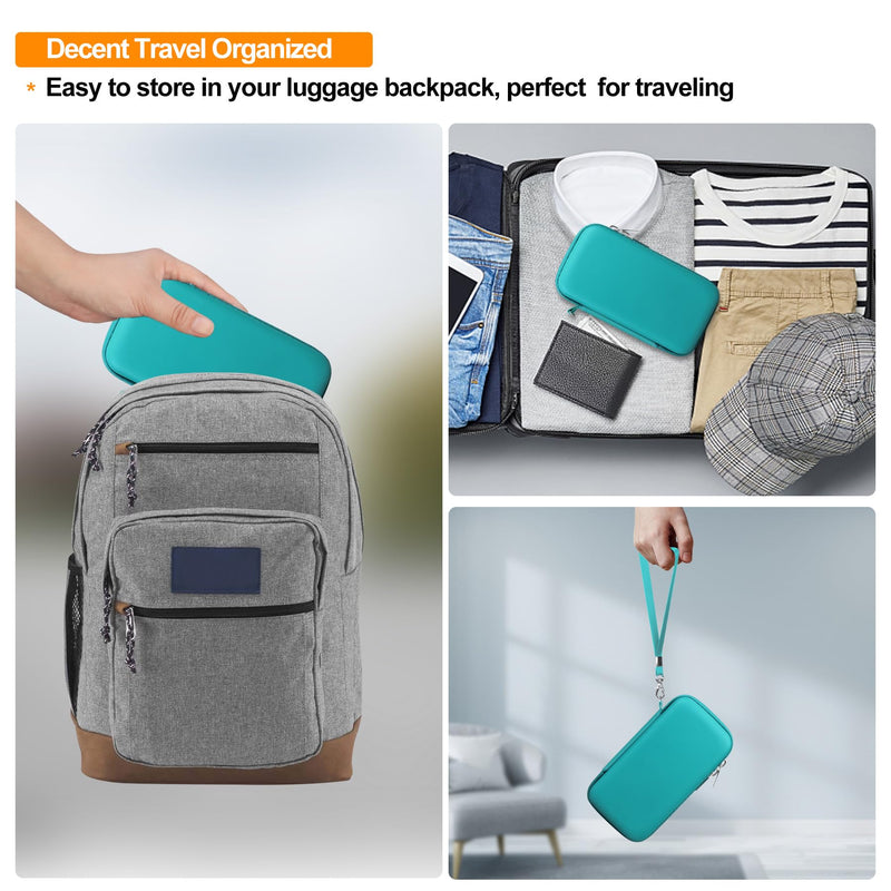 Elonbo Carrying Case for Etekcity TENS Unit Muscle Stimulator Machine, Hard Travel Organize Bag for Electric Pulse Massager, Extra Mesh Pocket Fits Electrode Pads Lead Wires Charger, Green+Green Green+inside Green