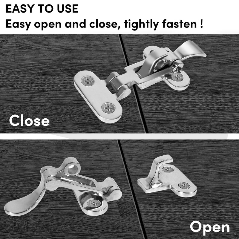 ORLANG 316 Stainless Steel Boat Anti-Rattle Latch,Lockable Hold Down Clamp Latch with Screws,Marine Deck Lock Hasp for Marine,Yachts,Deck,RVs,Cabinet (2 PCS)