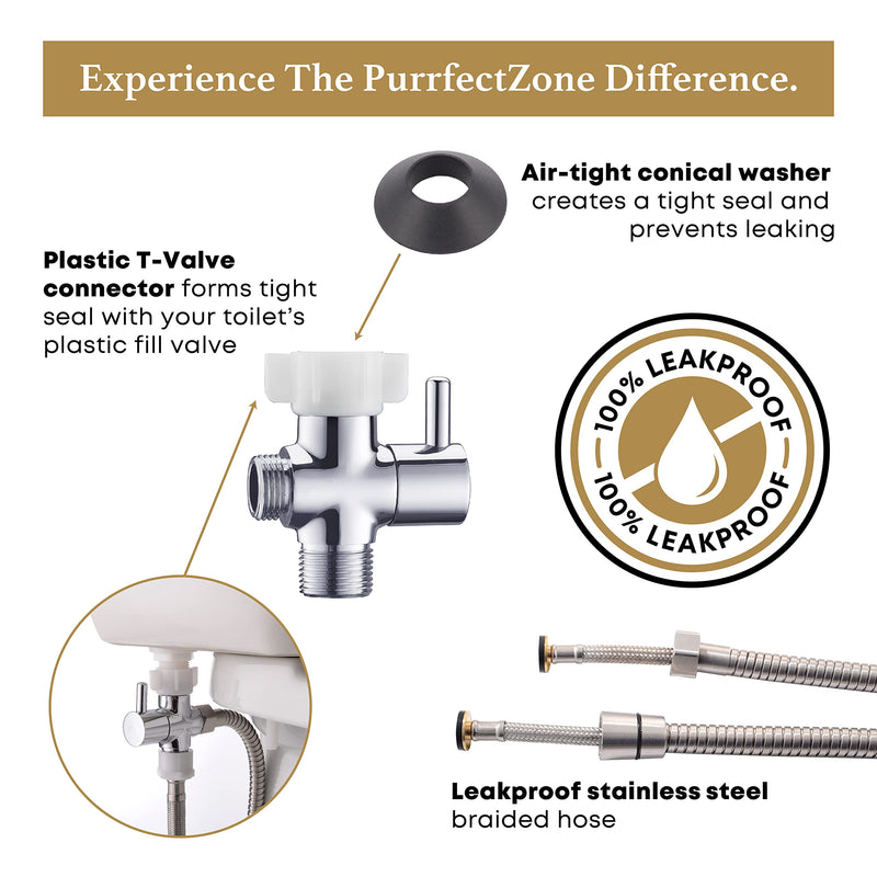 Purrfectzone Bidet Sprayer for Toilet, Handheld Sprayer Kit, Cloth Diaper Sprayer Set - Easy to Install - Stainless Steel 1