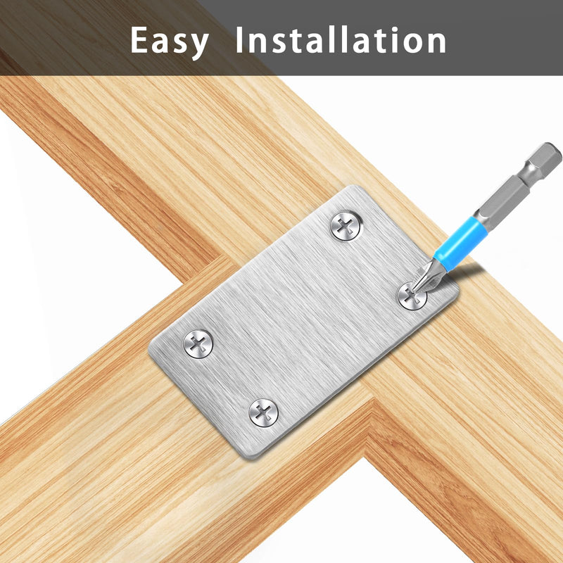 12 Pcs Mending Plate, 2.37 x 1.5 inch Stainless Steel Flat Plates with Holes, Straight Metal Mounting Braces Brackets Kit for Furniture, Wood Joint Connector and Fasteners (Silver) Silver
