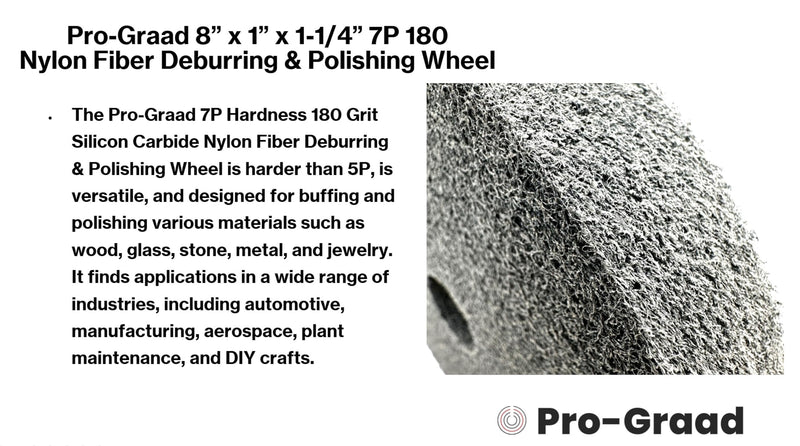 Nylon Fiber Deburring Wheel 8" x 1" x 1-1/4" 7P Hardness 180Grit Silicon Carbide Brushed Polishing Buffing Unitized Wheel for Bench Grinder Buffing Machine with Adapter for 1/2 5/8 3/4 Arbor 8" x 1" x 1-1/4" 7P Hardness 180 Grit