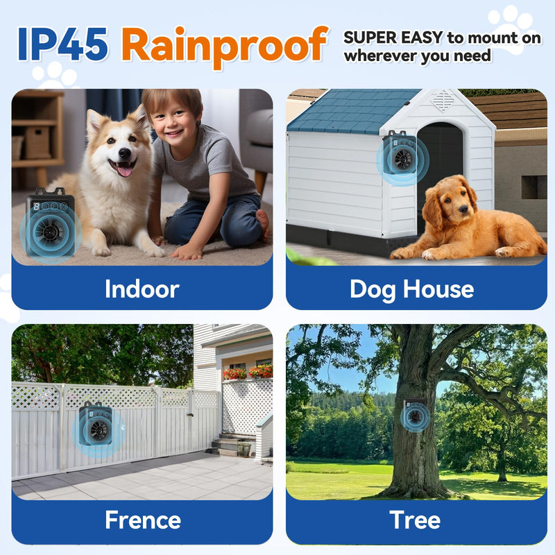 Anti Barking Device for Dogs, 50FT Rechargeable Ultrasonic Dog Bark Control Devices with 4 Modes Stop Neighbors Dogs Barking Waterproof Bark Deterrent Box, Dog Barking Silencer Safe for Outdoor Indoor Black