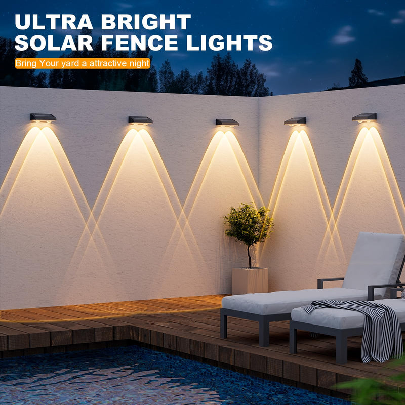 NIORSUN Solar Fence Lights,12 Pack Deck Light,Led Lights Warm White Outdoor Wall Lights,IP45 Solar Powered Light Waterproof for Backyard/Pool/Railing/Patio/Porch/Step/Outside/Garden (Black) Matte Black 12 PACK