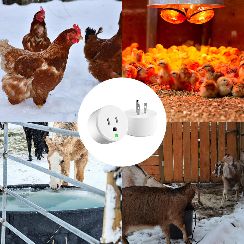 Thermostatically Controlled Outlet - On at 32°F/Off at 50 °F, Thermostat Plug Outlet, No Need to Close Manually, for Chicken Water Coop Heater Heated Water Bowl Bird Bath Deicer Roof Cable (2 Pcs) 2 Pcs