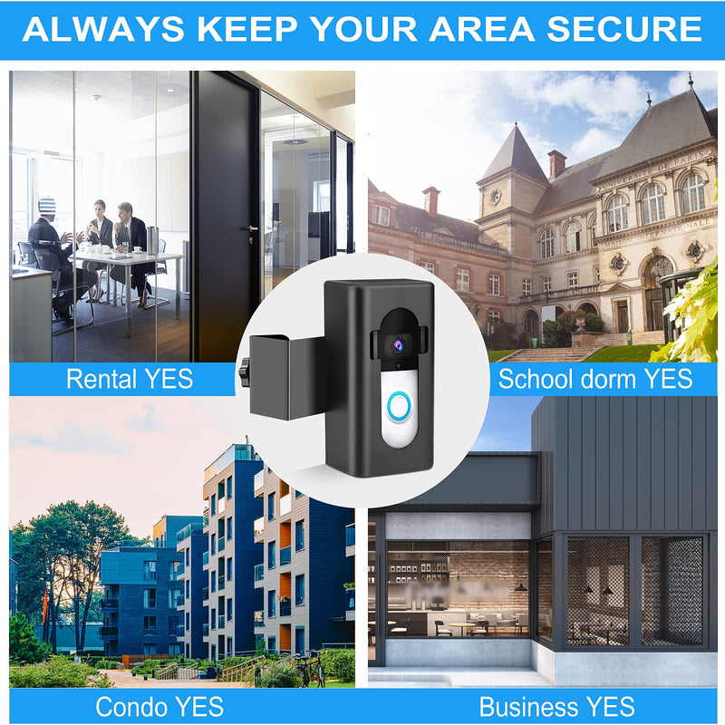 Anti-Theft Video Doorbell Mount Compatible with Ring/Blink Wireless Video Doorbell 1/2/3 Plus/3/4/(2020 Release), Adjustable No-Drill Mounting Bracket Wedge Adapter Holder Accessories(Black) Black
