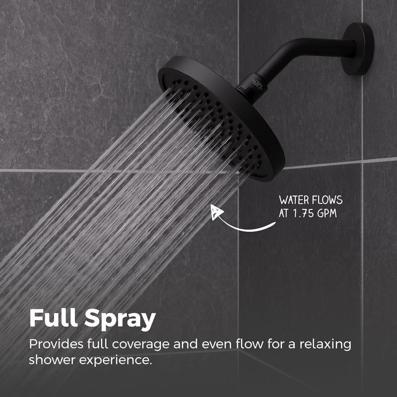 Pfister Universal Shower Head with QuickConnect Adapter, Single-Function, Round, 1.75 GPM, Spot Defense Matte Black Finish, 015WS2UT02QSDB