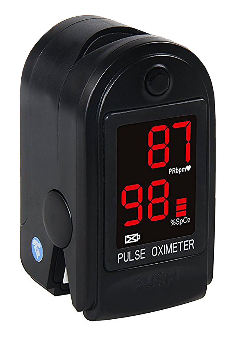 Concord Basics Fingertip Pulse Oximeter - Blood Oxygen Saturation Monitor with Carrying Case, Batteries, Silicone Cover & Lanyard - Easy to Use, Accurate SpO2 & Pulse Measurement (Black)