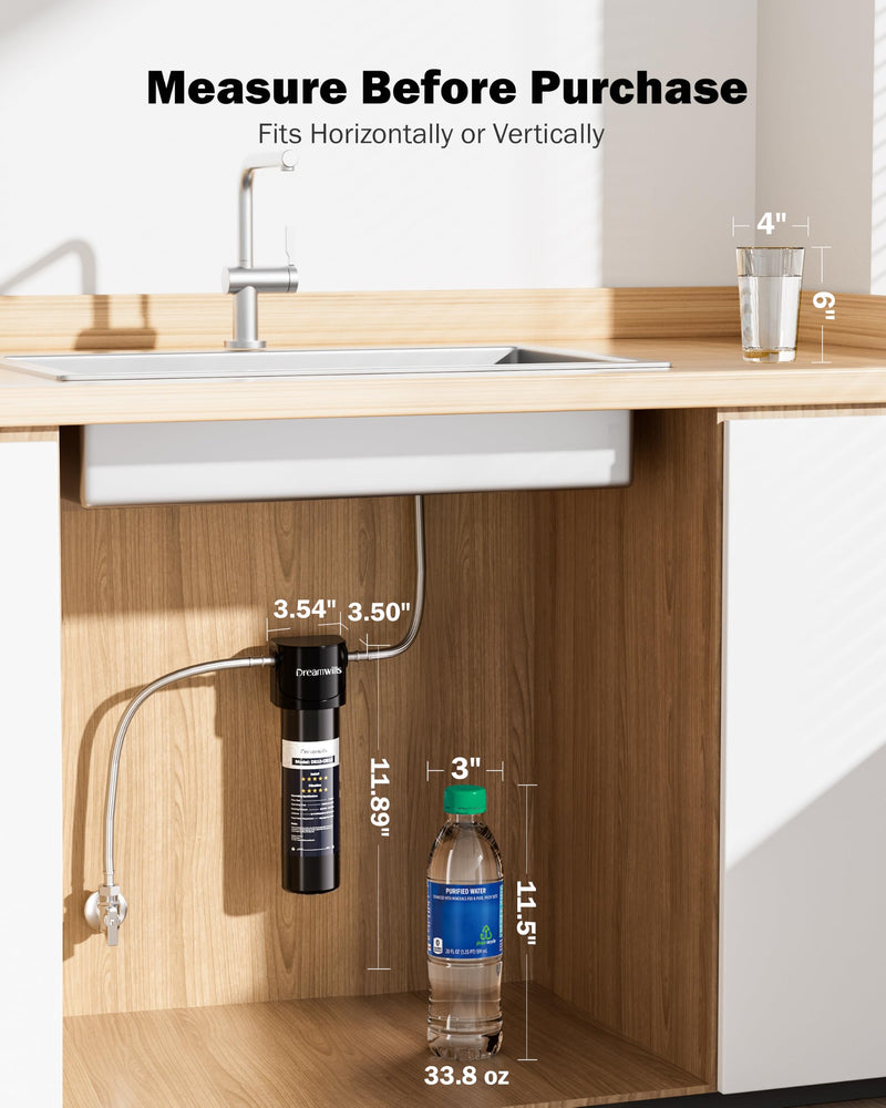 Dreamwills DS10 Under Sink Water Filter System, 1.3 GPM High Flow, 1 Year 11.89 in