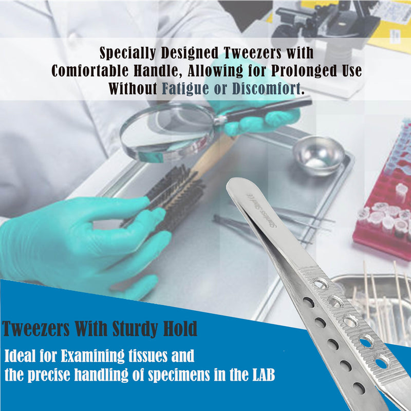Premium Quality Adson Dressing Serrated Forceps 4.75", Curved, Fenestrated Grip, Stainless Steel