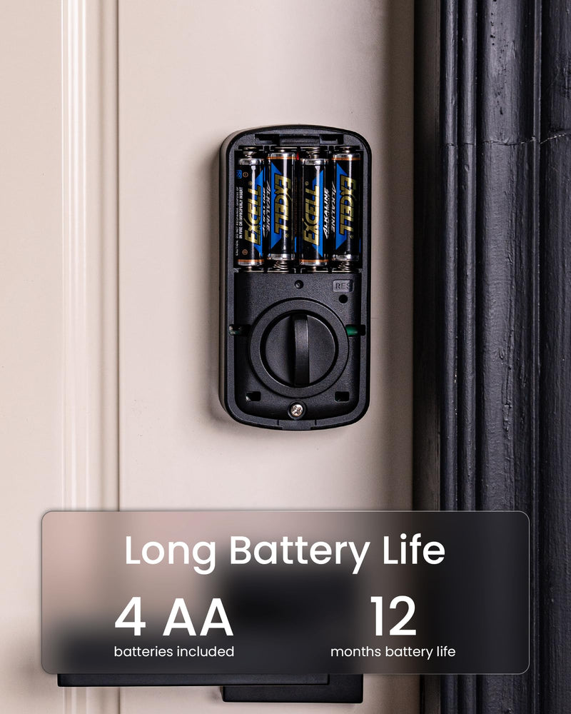 DESLOC A100F Keypad Fingerprint Door Lock, Keyless Entry Door Lock, Smart Lock Deadbolt for Front Door, Easy Installation, Emergency Power Port,12 Months Battery, IP54 Waterproof, 5 Keys No Handle
