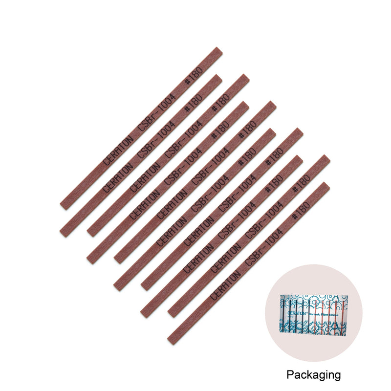 MIRACLE Ceraton Ceramic Fiber Stone Pack of 10 100(L) x 4(W) x 1(T) mm for Grinding Polishing Deburring Lapping Metal Wood Molds Plastic Compatible with Air Tools Ultrasonic Polishers (#180 Brown) #180 Brown