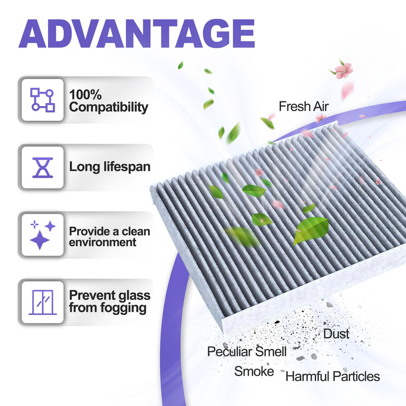 4 Pack Activated Carbon Cabin Air Filter for Kenworth T660 T680 T800 T880 & Peterbilt 567 579 | Replaces X1987001, AF55839, P640110, PA30093, 4070948C1, 24479 4 PACK