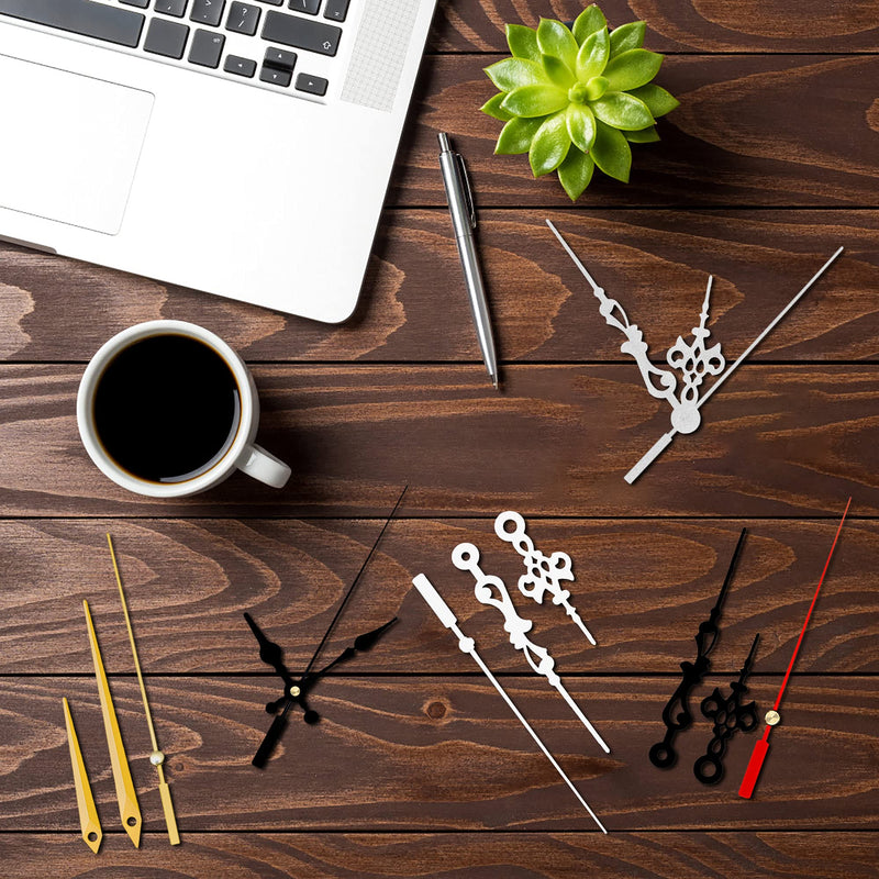 7pcs High Torque Quartz Clock Movement Mechanism Replacement Clock Kit with 10 Different Pairs of Hands Clock for DIY Handicrafts Repair Clock Parts Shaft Lengths 12mm 15.5mm 21.5mm