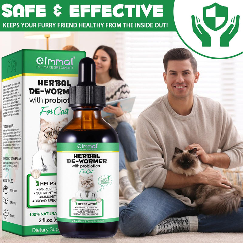 Natural Cats Broad Spectrum Treatment, Herbal Cleanse fot Cats, Digestive Support, Promotes Gut Health & Flora Balance, Cat Multivitamin Supplement Drops with Probiotic for Puppy & Kitten, 60ml