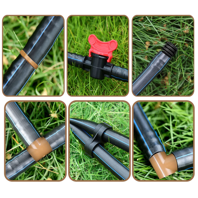 64 Pcs Drip Irrigation Fittings Kit 1/2 Inch Tubing Set Including 4 Switch Valve, 12 Elbows, 12 Couplings, 12 End Cap Plugs, 12 Tees and 12 End Closures Drip for Compatible Drip or Sprinkler Systems